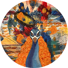 A finished painting of a beautiful peacock.